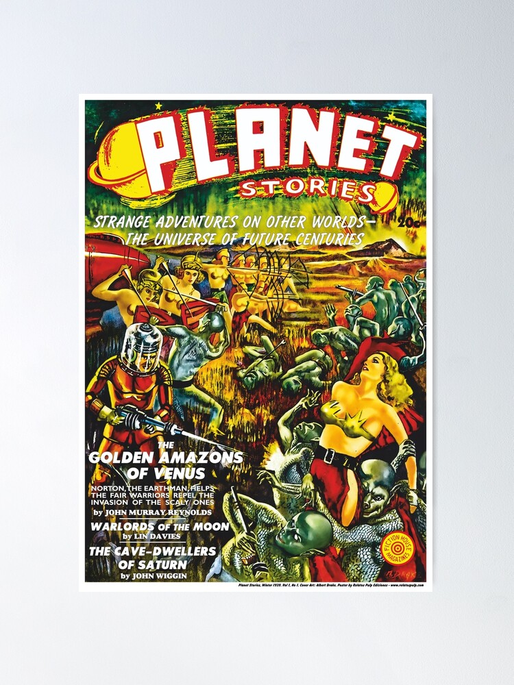 Vista alternativa de Póster Poster: Planet Stories, Winter 1939. Vol 1, No 1. Cover Art by Albert Drake. Reproducción: Relatos Pulp Ediciones