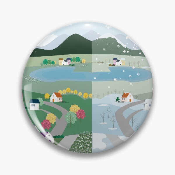 Item preview, Seasons Landscape – Spring Blossoms and Winter Snow Village designed and sold by PAWIRADA.