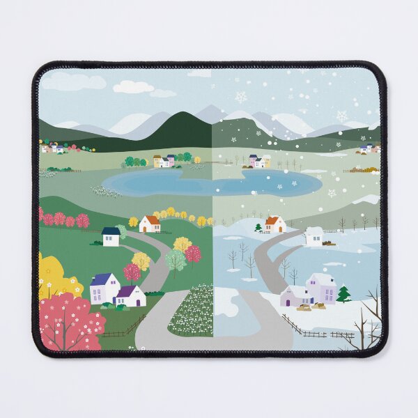 Item preview, Seasons Landscape – Spring Blossoms and Winter Snow Village designed and sold by PAWIRADA.