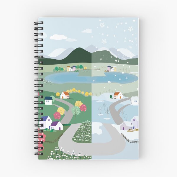 Item preview, Seasons Landscape – Spring Blossoms and Winter Snow Village designed and sold by PAWIRADA.