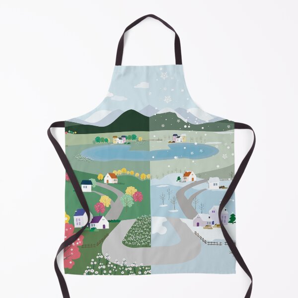 Item preview, Seasons Landscape – Spring Blossoms and Winter Snow Village designed and sold by PAWIRADA.