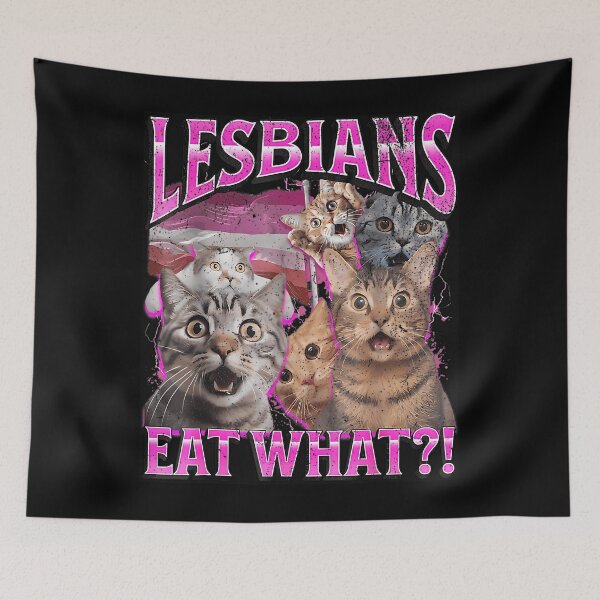 Item preview, Lesbians Eat What Funny Cat Gay Pride Lgbtq Pun designed and sold by KARELI-vtds.
