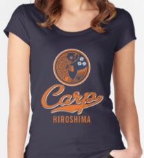 Hiroshima Karpfen Logo Retro Tailliertes Rundhals-Shirt