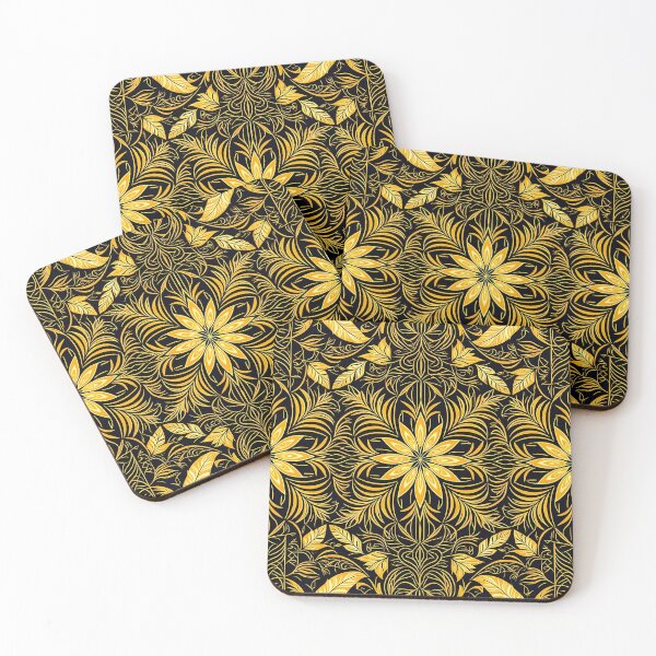 Item preview, Yellow, Flowers & Leaves, Abstract Artistic Stylize, Symmetrical Repeated Texture Pattern (image size 8320x12480) designed and sold by Digital-Davinci.