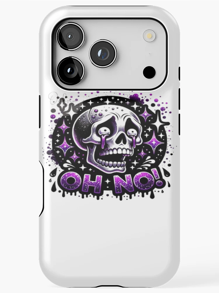 Thumbnail 1 of 4, iPhone Case, Crying Skull with Cosmic Purple Stars designed and sold by BrodieBouges.