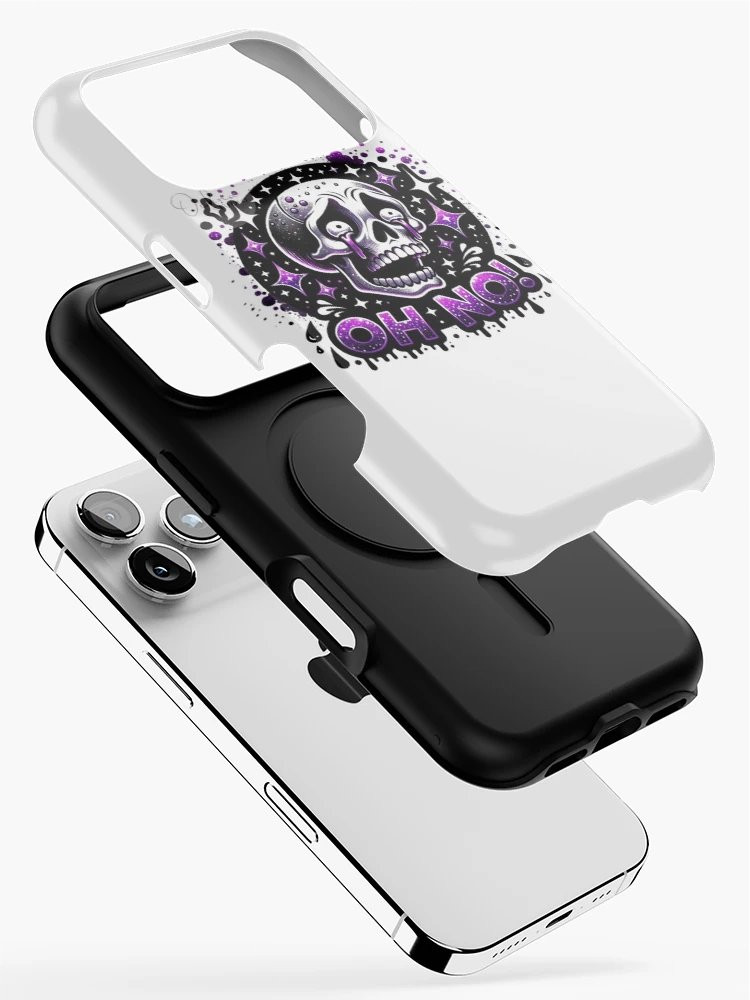 Thumbnail 2 of 4, iPhone Case, Crying Skull with Cosmic Purple Stars designed and sold by BrodieBouges.