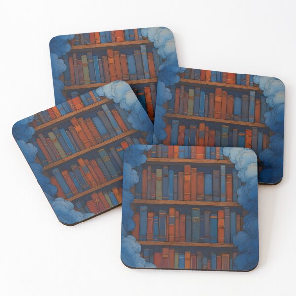 Item preview, Magical Bookshelf Surrounded by Blue Smoke – Fantasy Library Art designed and sold by Greemo03.