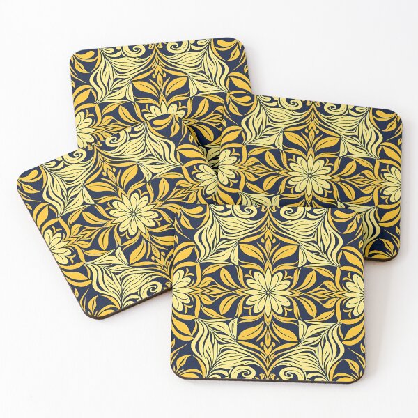 Item preview, Yellow, Flowers & Leaves, Abstract Artistic Stylize, Symmetrical Repeated Texture Pattern (image size 8320x12480) designed and sold by Digital-Davinci.