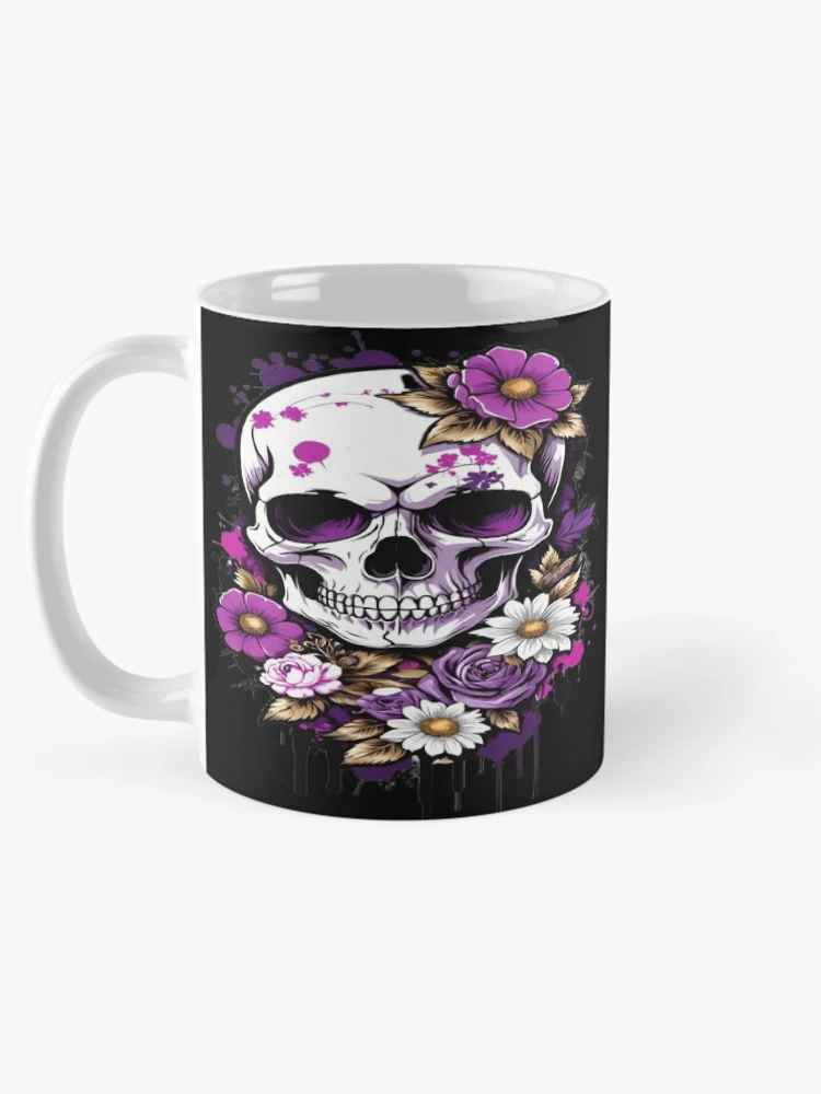 Thumbnail 5 of 6, Coffee Mug, Gothic Skull with Roses and Flowers designed and sold by BrodieBouges.