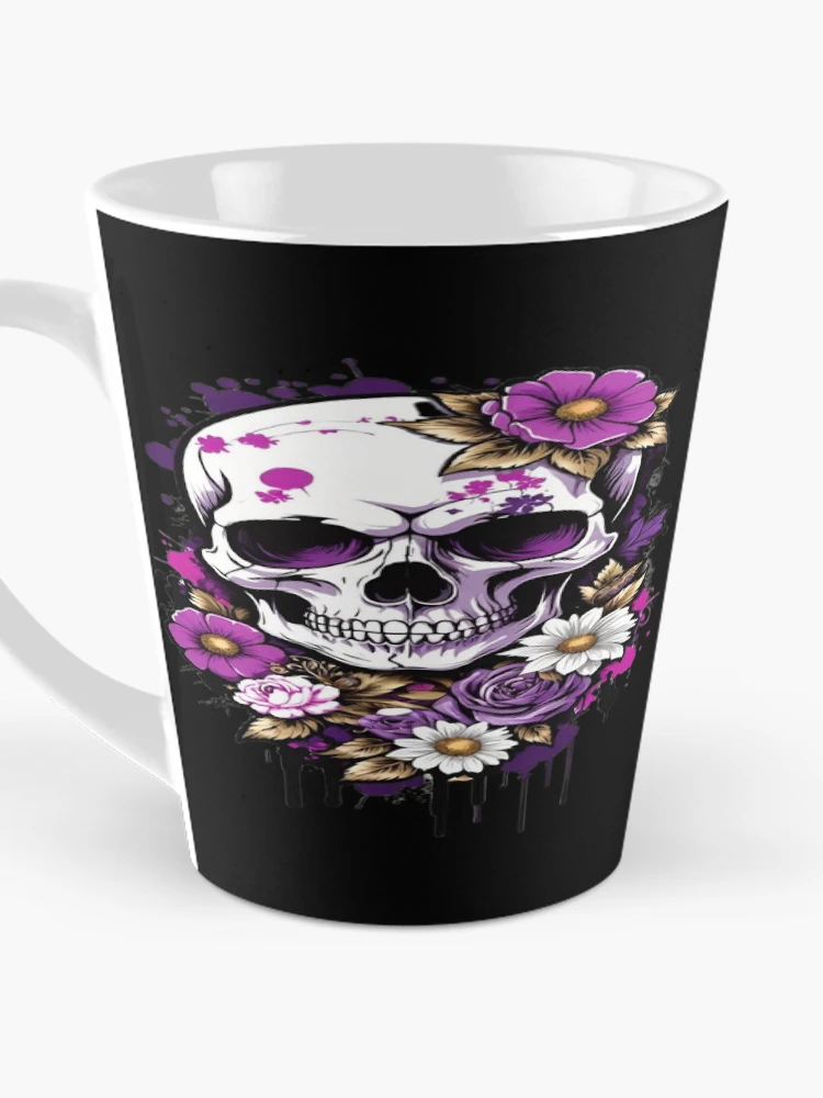 Thumbnail 3 of 4, Coffee Mug, Gothic Skull with Roses and Flowers designed and sold by BrodieBouges.