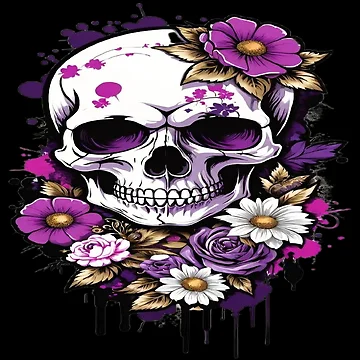 Artwork thumbnail, Gothic Skull with Roses and Flowers by BrodieBouges