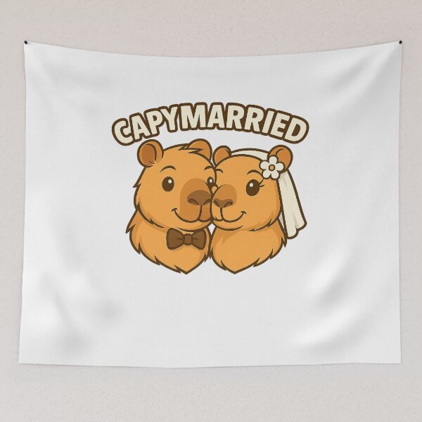 Item preview, CapyMarried – Wedding Capybara Cartoon Illustration designed and sold by CapyToon.