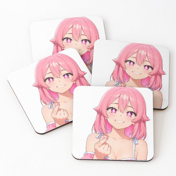 Item preview, Confident Pink-Haired Anime Girl with Bold Smile designed and sold by LunattaStore.