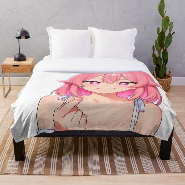 Aperçu de l'œuvre Fille anime aux cheveux roses avec sourire audacieux créée et vendue par LunattaStore.