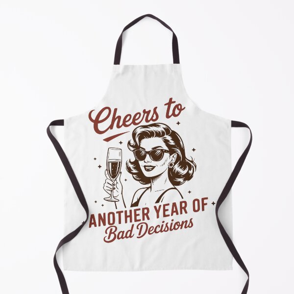 Item preview, Funny Retro Party Quote – “Cheers to Another Year of Bad Decisions” Drinking Design designed and sold by DirtyGirlGraphics.