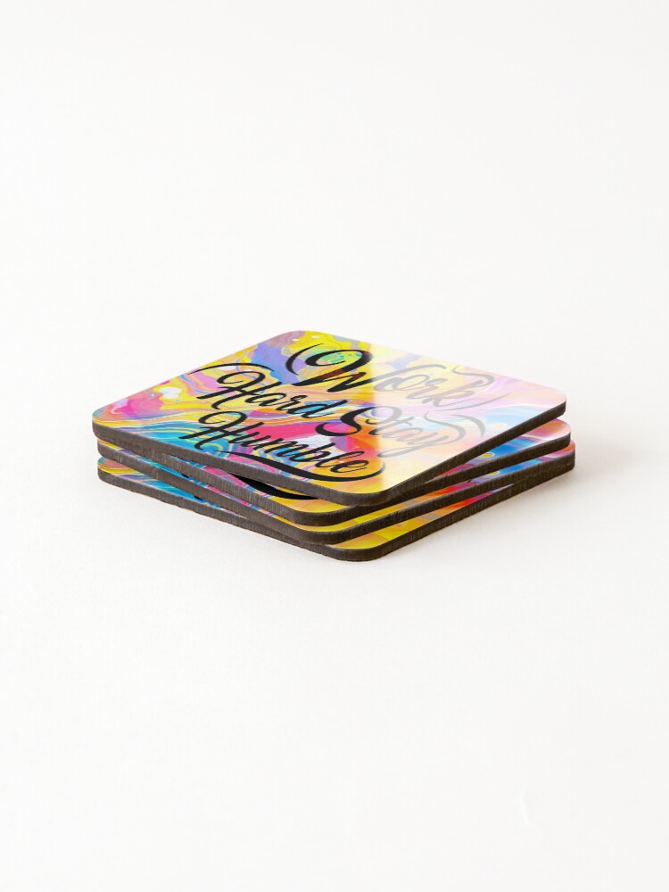 Thumbnail 4 of 5, Coasters (Set of 4), Work Hard Script designed and sold by ViaARTfactory.