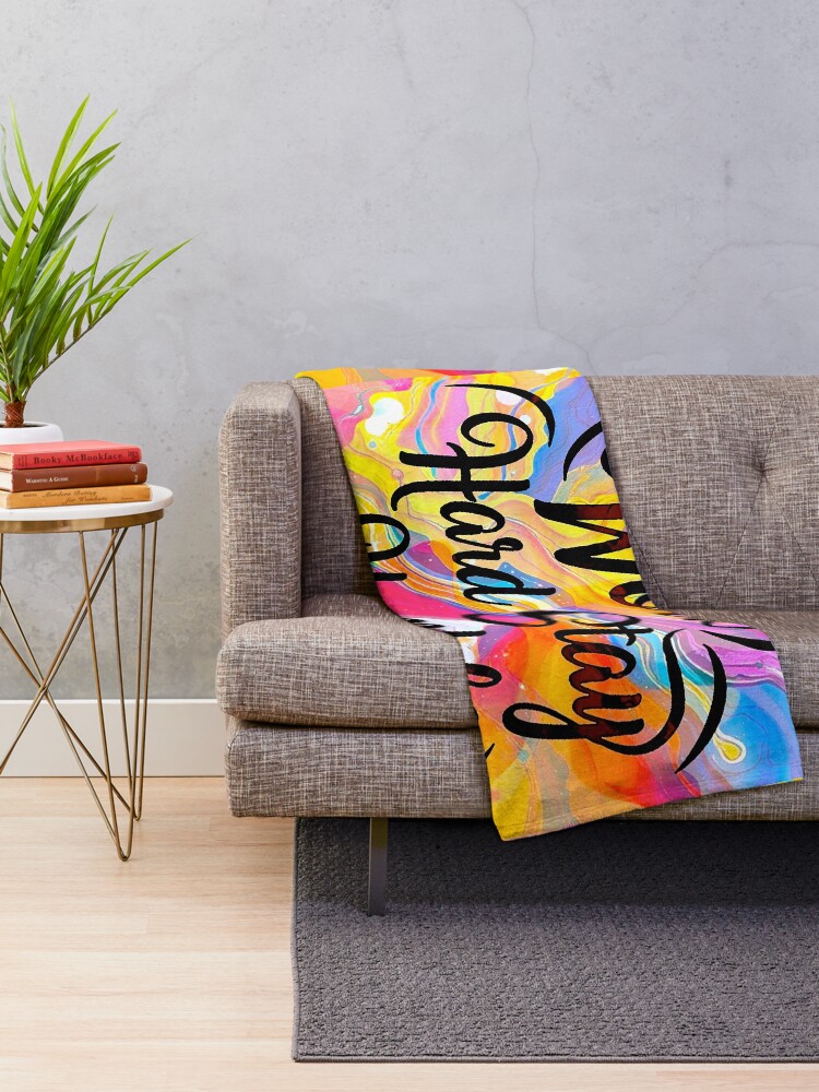 Thumbnail 2 of 6, Throw Blanket, Work Hard Script designed and sold by ViaARTfactory.