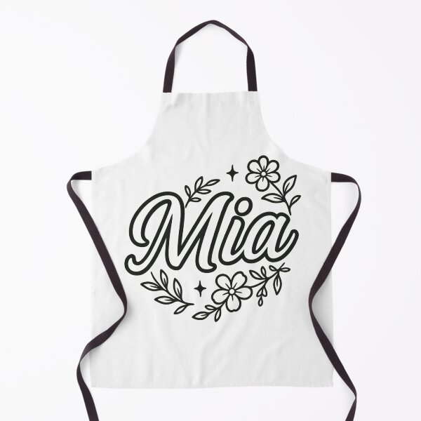 Item preview, Mia Name Design – Elegant White Cursive with Black Outline & Floral Accents for Stickers, Apparel & Gifts designed and sold by DailyVibesCo.