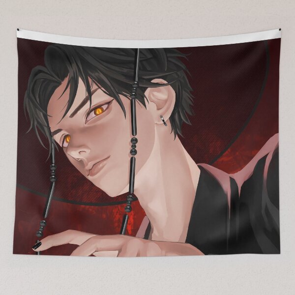 Aperçu de l'œuvre Jinu KPop Hunters Demon Boy Gaze Ongles noirs Yeux orange Aura rouge créée et vendue par RDGNR-8.