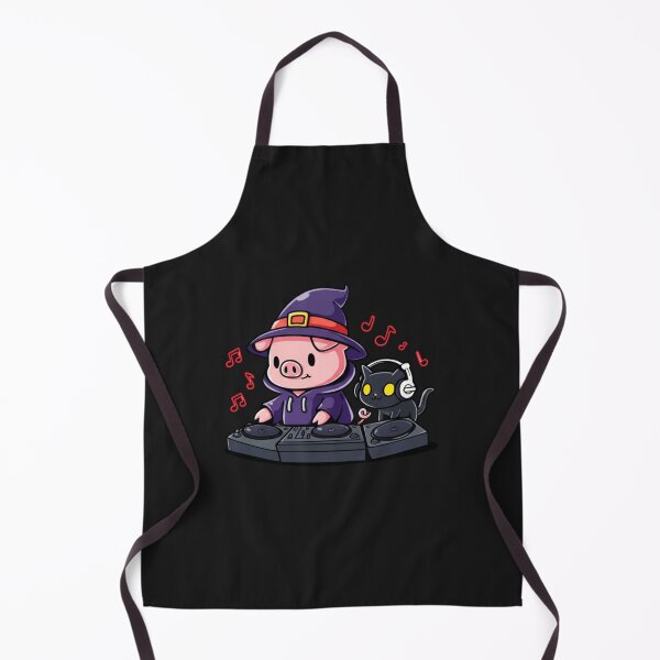 Item preview, DJ Chibi Pig and Black Cat – Cute Kawaii Halloween Music Design designed and sold by ColorSplash123.
