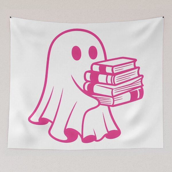 Item preview, Neon Pink Ghost with Books – Spooky Cute Academic Aesthetic designed and sold by DamianRoy88.