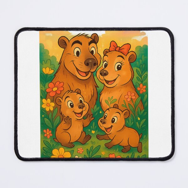 Item preview, CapyFam Garden – Wholesome Capybara Family Cartoon Illustration designed and sold by CapyToon.