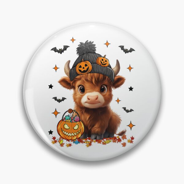 Item preview, Cute Fall Highland Cow and Pumpkin Halloween designed and sold by laszlosaobere.