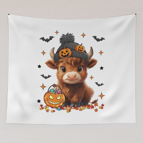 Item preview, Cute Fall Highland Cow and Pumpkin Halloween designed and sold by laszlosaobere.