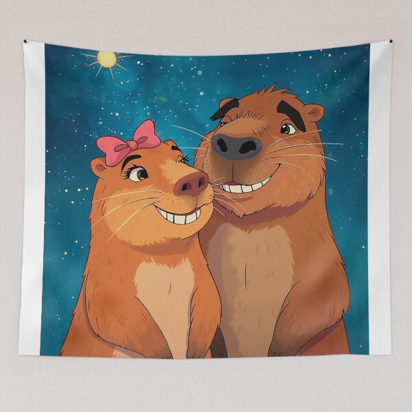 Item preview, Capy Love – Romantic Capybara Couple Under the Stars designed and sold by CapyToon.