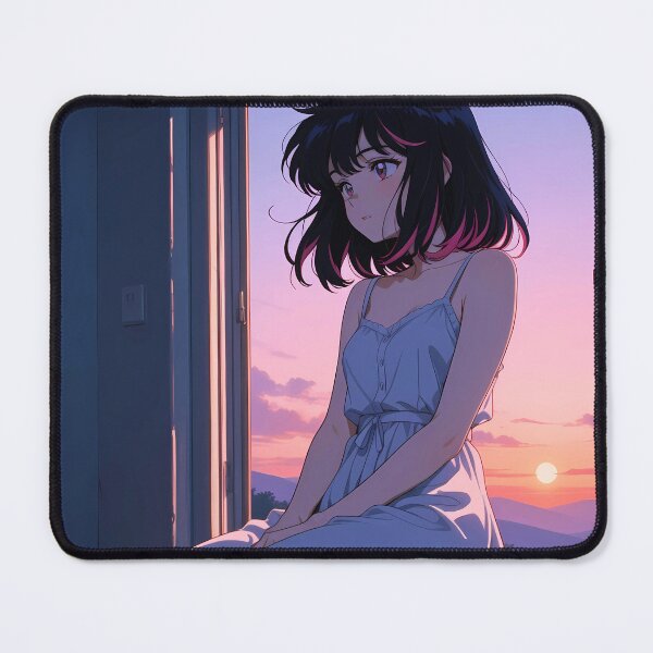 Item preview, Anime Girl Sitting by the Window at Sunset designed and sold by LunattaStore.