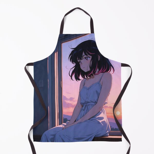 Item preview, Anime Girl Sitting by the Window at Sunset designed and sold by LunattaStore.