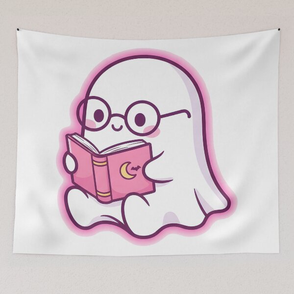 Item preview, Kawaii Ghost Reading Book – Cute Spooky Academic Design designed and sold by DamianRoy88.