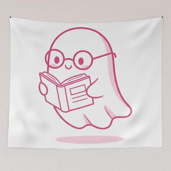 Item preview, Minimal Ghost Reading Book – Cute Pink Spooky Academic Art designed and sold by DamianRoy88.