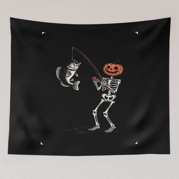 Item preview, Skeleton Fishing Halloween Pumpkin Bass Fisherman designed and sold by LeeEvans222.