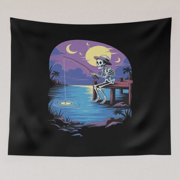 Item preview, Skeleton Fishing Sunset Bass Fisherman Skeleton Halloween designed and sold by LeeEvans222.