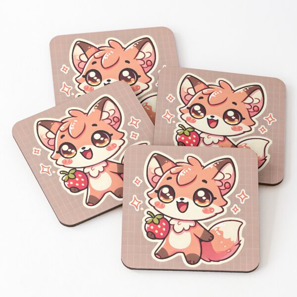 Item preview, Strawberry Fox – Kawaii Sticker designed and sold by donmaqs.