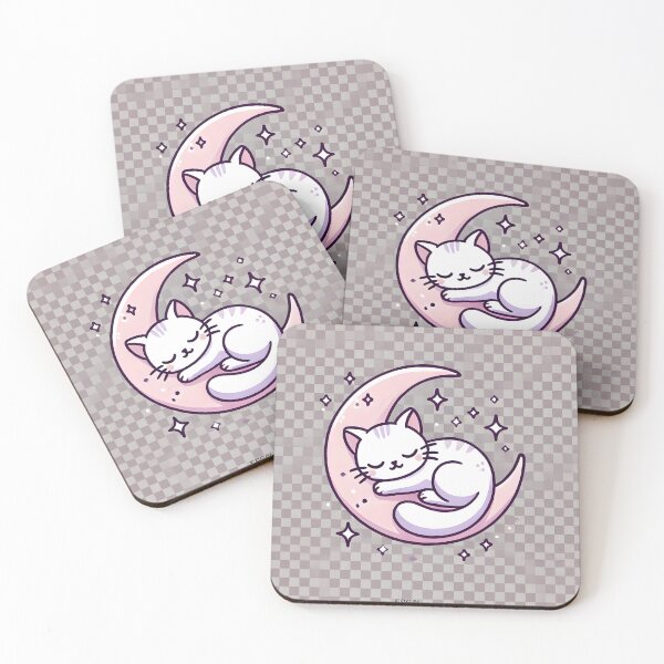 Item preview, Moon Cat Nap – Kawaii Sticker designed and sold by donmaqs.