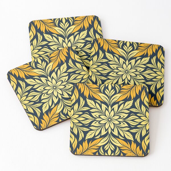 Item preview, Yellow, Flowers & Leaves, Abstract Artistic Stylize, Symmetrical Repeated Texture Pattern (image size 8320x12480) designed and sold by Digital-Davinci.