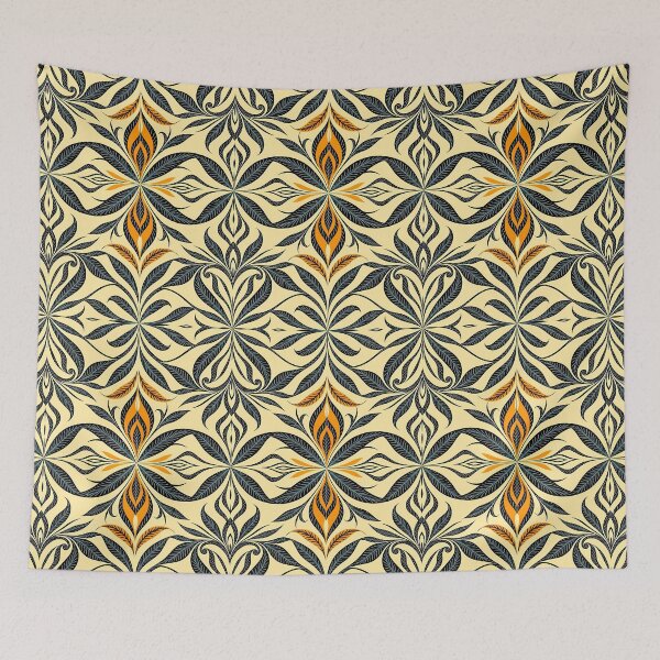 Item preview,  Yellow, Flowers & Leaves, Abstract Artistic Stylize, Symmetrical Repeated Texture Pattern (image size 8320x12480) designed and sold by Digital-Davinci.