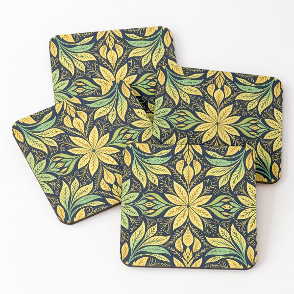 Item preview, Yellow, Flowers & Leaves, Abstract Artistic Stylize, Symmetrical Repeated Texture Pattern (image size 8320x12480) designed and sold by Digital-Davinci.
