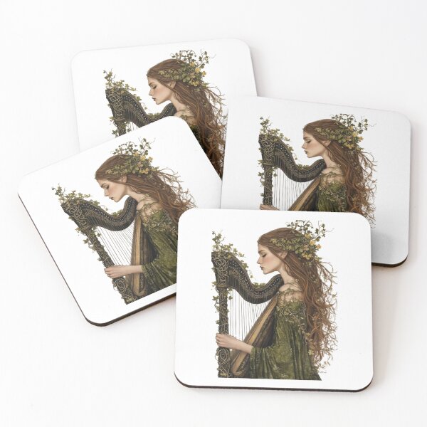 Item preview, Enchanted Celtic Harpist – Nature Fantasy Art designed and sold by CelticSoulShop.