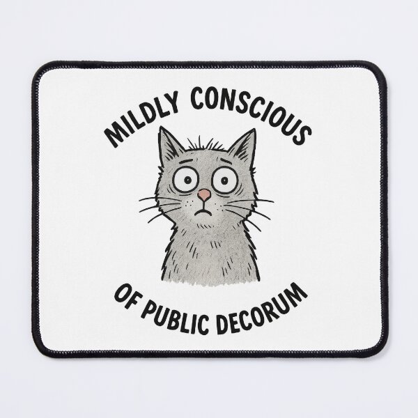 Item preview, Funny Cat "Mildly Conscious of Public Decorum" Social Anxiety Design designed and sold by inkoutninja.