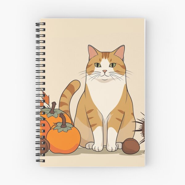 Item preview, Cat with Autumn Chestnuts and Persimmons – Minimalist Japanese Style designed and sold by LEO'S CREATURE　れおずくりーちゃー.