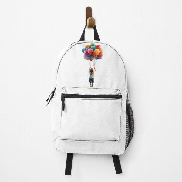 Aperçu de l'œuvre Enfant avec ballons colorés – Aquarelle vibrante sur fond noir créée et vendue par PixelVibe782.