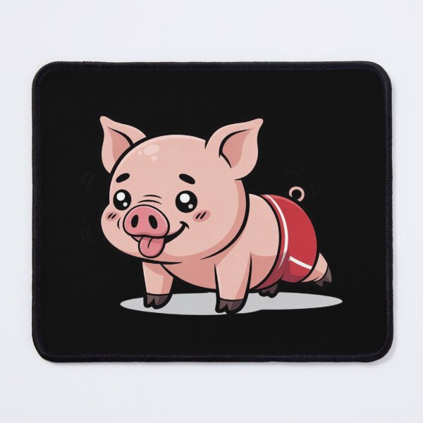 Item preview, Funny Chibi Pig Doing Push-Ups in Red Gym Shorts – Cute Kawaii Workout Animal Design designed and sold by ColorSplash123.