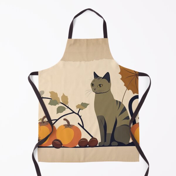 Item preview, Cat and Autumn Delights – Chestnuts and Persimmons Illustration designed and sold by LEO'S CREATURE　れおずくりーちゃー.
