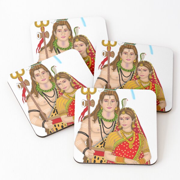 Item preview, Shiv Parvati Digital Painting | Lord Shiva and Goddess Parvati Divine Couple | Hindu Spiritual Wall Art designed and sold by Harshit_Digital_Arts.