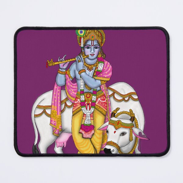 Item preview, Lord Krishna with Cow Digital Painting | Gopala Artwork | Hindu Spiritual Wall Decor designed and sold by Harshit_Digital_Arts.