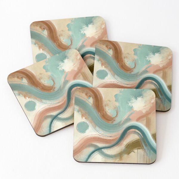 Item preview, Earth & Teal Flow – Abstract Wave Art designed and sold by donmaqs.