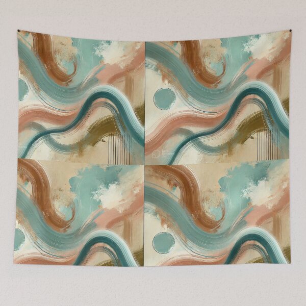 Item preview, Earth & Teal Flow – Abstract Wave Art designed and sold by donmaqs.